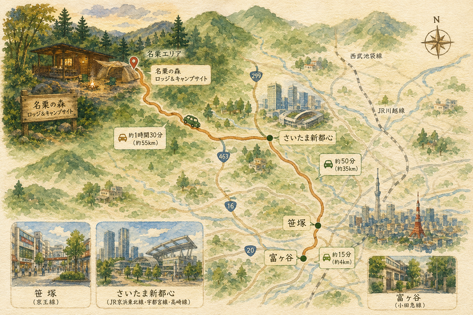 名栗の森への道のり